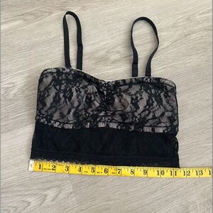 DKNY Black Lace Bandeau Bralette Long Line Top